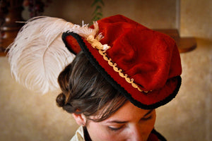 CUSTOM Renaissance Tudor Elizabethan Court Puffed Riding hat headpiece in colors of your choice