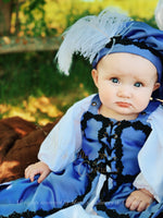 Load image into Gallery viewer, Childrens Renaissance Lil’ Ren Medieval Renaissance Court Outfit with chemise, overdress and muffin cap CUSTOM size and color
