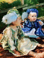 Load image into Gallery viewer, Childrens Renaissance Lil’ Ren Medieval Renaissance Court Outfit with chemise, overdress and muffin cap CUSTOM size and color
