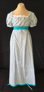 Load image into Gallery viewer, Bib front Print Cotton Jane Austen Regency Day Dress Gown
