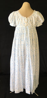Load image into Gallery viewer, Blue Print Cotton Jane Austen Regency Day Dress Gown
