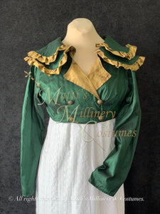 Green Gold SHAWNA Regency Jane Austen Day Dress Spencer Short Jacket Pelisse