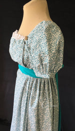 Load image into Gallery viewer, Bib front Print Cotton Jane Austen Regency Day Dress Gown
