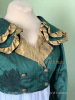 Load image into Gallery viewer, Green Gold SHAWNA Regency Jane Austen Day Dress Spencer Short Jacket Pelisse
