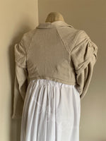 Load image into Gallery viewer, Tan Check Raw Silk Regency Jane Austen Day Dress Spencer Short Jacket Pelisse
