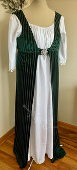 Load image into Gallery viewer, Green Velvet Regency Court Jane Austen Day Dress Open Robe Pelisse
