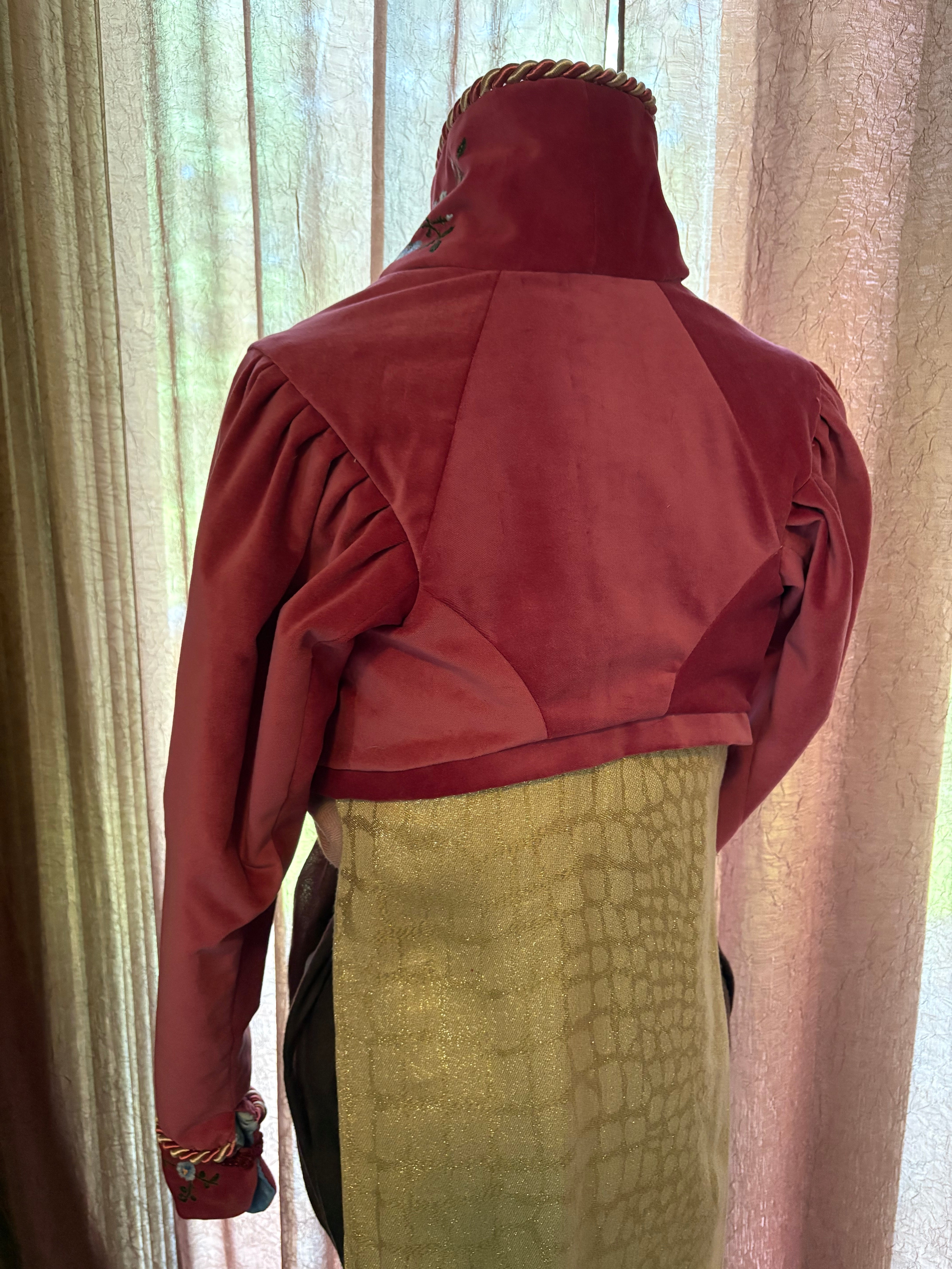 Custom Elliot embroidered spencer Regency Jane Austen Day Dress Spencer Short Jacket Pelisse