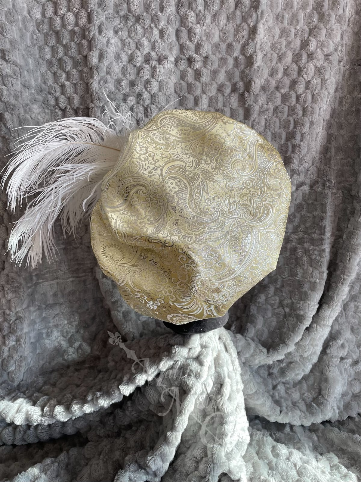 Regency Silver Gold White Jane Austen Hat Muffin Cap Tam Beret Turban hairpiece Ball headpiece