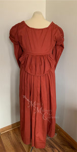 Rust Red Regency Jane Austen Day Dress Spencer Redingote Jacket Peplum Double Sleeve Pelisse