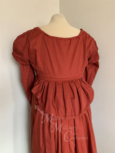 Rust Red Regency Jane Austen Day Dress Spencer Redingote Jacket Peplum Double Sleeve Pelisse