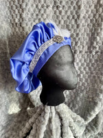 Load image into Gallery viewer, Regency Purple Periwinkle Silver Jane Austen Hat Muffin Cap Tam Beret Turban hairpiece Ball headpiece
