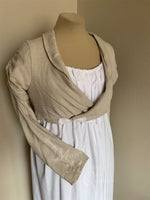 Load image into Gallery viewer, Tan Check Raw Silk Regency Jane Austen Day Dress Spencer Short Jacket Pelisse
