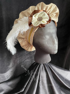 Regency Tan Brown Cream Jane Austen Hat Muffin Cap Tam Beret Turban hairpiece Ball headpiece