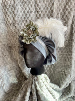 Load image into Gallery viewer, Regency Silver White Jane Austen Hat Muffin Cap Tam Beret Turban hairpiece Ball headpiece
