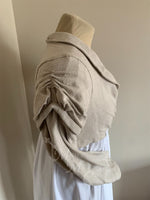 Load image into Gallery viewer, Tan Check Raw Silk Regency Jane Austen Day Dress Spencer Short Jacket Pelisse
