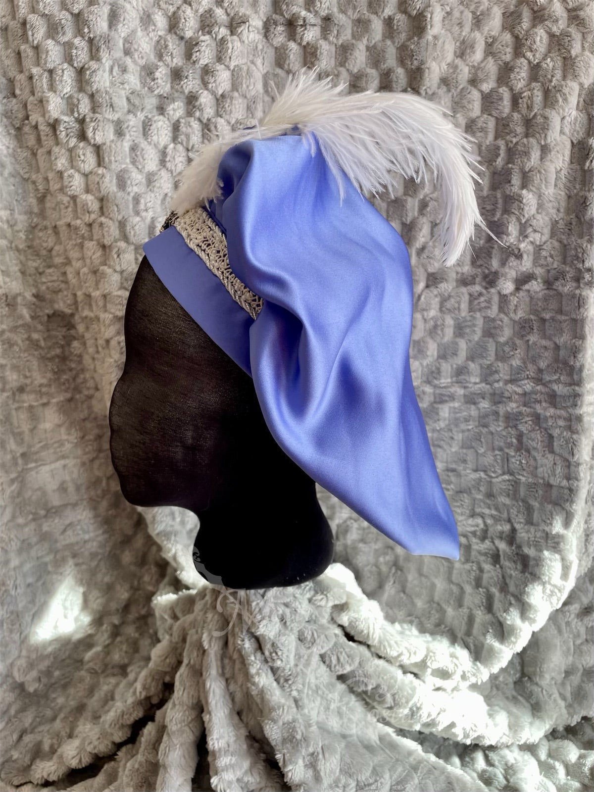 Regency Purple Periwinkle Silver Jane Austen Hat Muffin Cap Tam Beret Turban hairpiece Ball headpiece