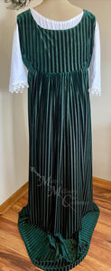 Green Velvet Regency Court Jane Austen Day Dress Open Robe Pelisse