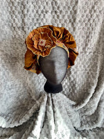 Load image into Gallery viewer, Regency Copper Gold Jane Austen Hat Muffin Cap Tam Beret Turban hairpiece Ball headpiece
