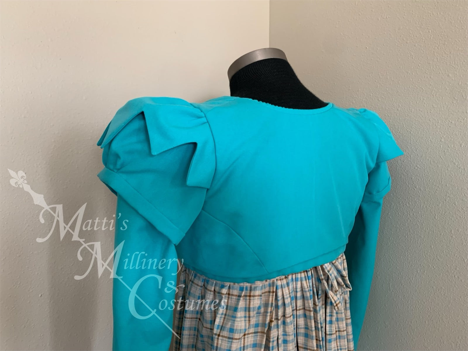 Lizzy Bennet Blue Turquoise Aqua Regency Jane Austen Day Dress Spencer Short Jacket Pelisse