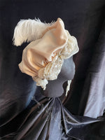 Load image into Gallery viewer, Regency Gold Cream Jane Austen Hat Muffin Cap Tam Beret Turban hairpiece Ball headpiece
