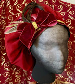 Load image into Gallery viewer, Custom Regency burgundy red Jane Austen Hat Muffin Cap Tam Beret Turban hairpiece Ball headpiece
