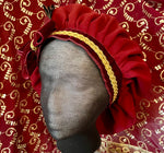 Load image into Gallery viewer, Custom Regency burgundy red Jane Austen Hat Muffin Cap Tam Beret Turban hairpiece Ball headpiece
