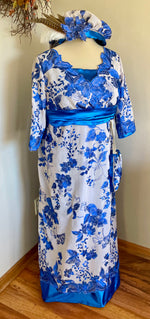 Load image into Gallery viewer, Custom RESERVED Regency Ball Gown, tam and reticule
