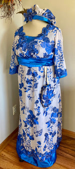 Load image into Gallery viewer, Custom RESERVED Regency Ball Gown, tam and reticule
