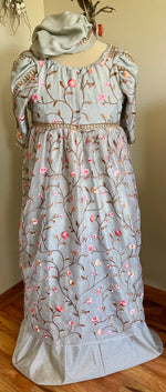 Load image into Gallery viewer, CUSTOM RESERVED Regency Jane Austen 1800s sari ball gown dress,reticule and turban

