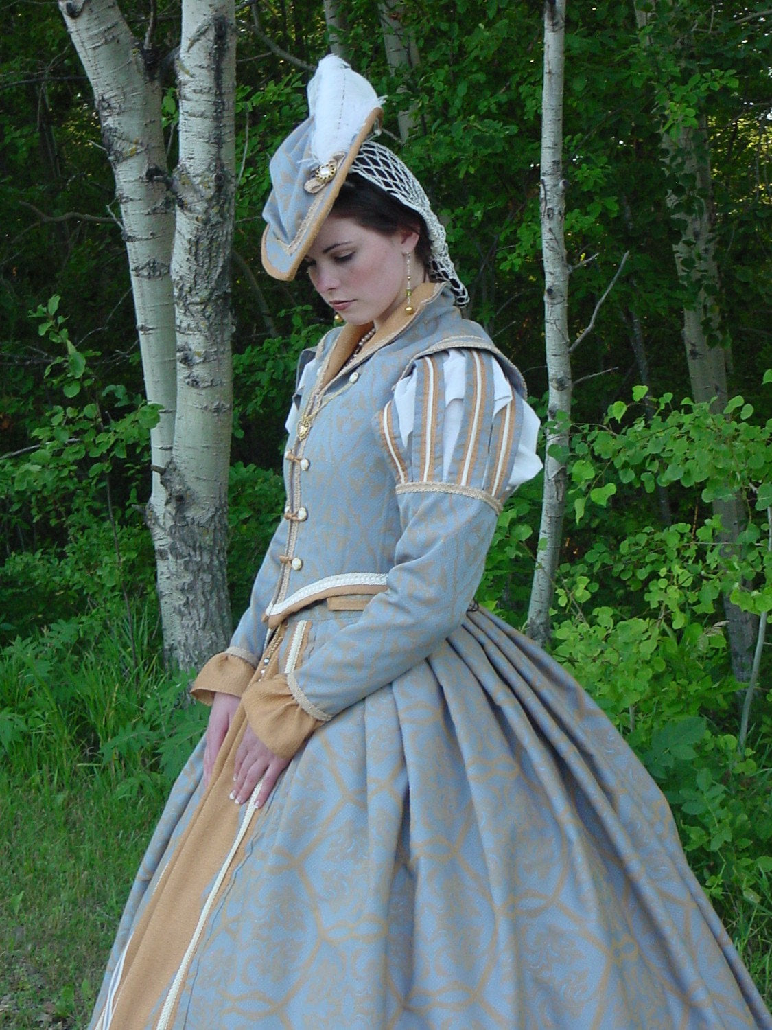 CUSTOM Tudor Court Renaissance High Collared Riding Dress Outfit Costume- 4 pieces include 2 skirts, jacket and hat