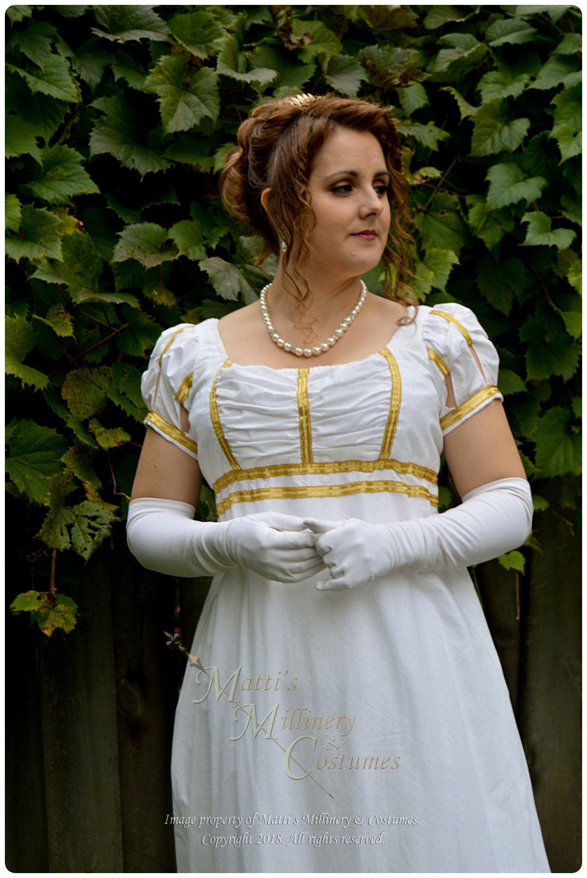 CUSTOM White Gold Henrietta Cotton Jane Austen Style REGENCY Ball Day Matti's Millinery & Costumes CUSTOM White Gold Henrietta Cotton Jane Austen Style REGENCY Ball Day Matti's Millinery & Costumes