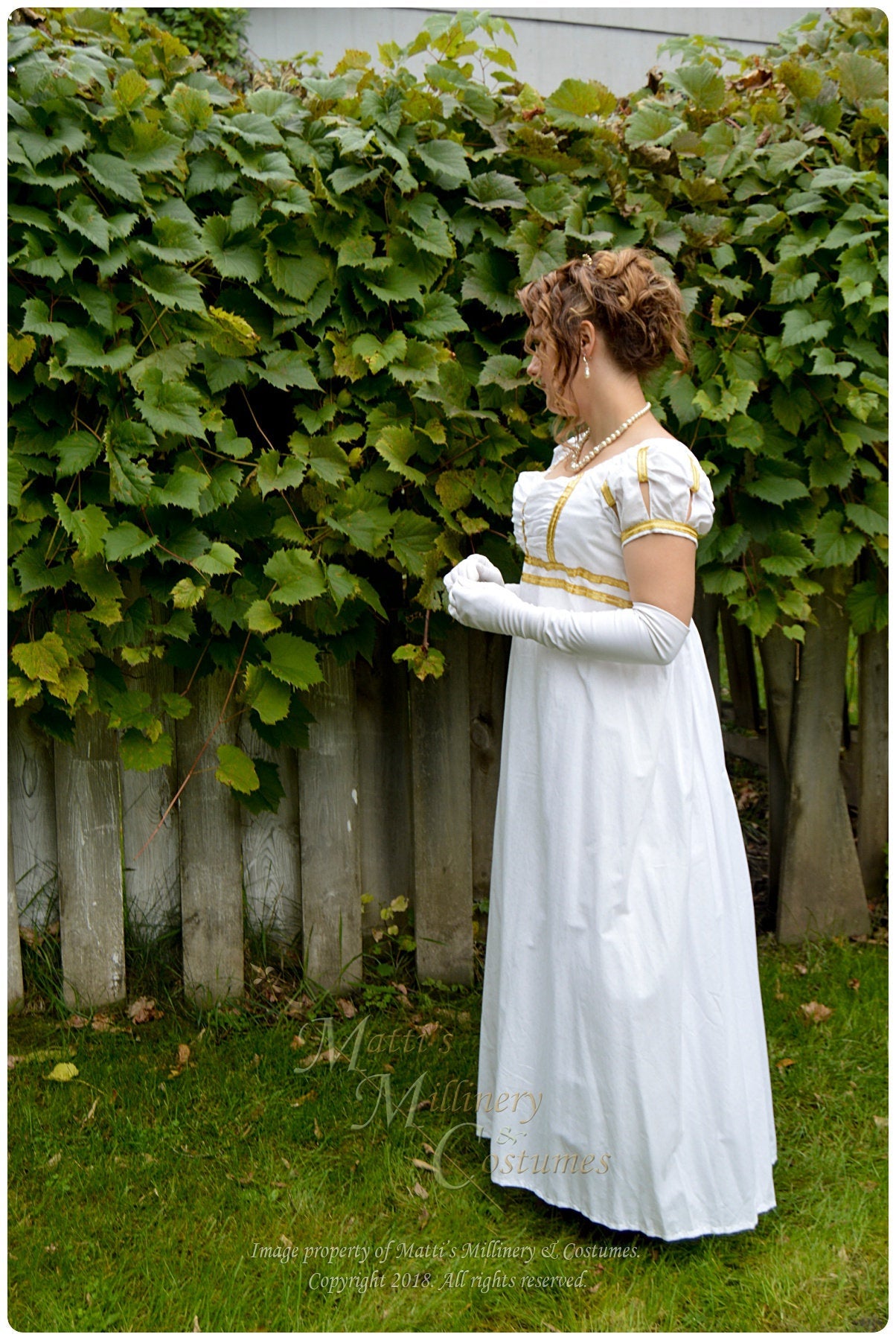CUSTOM White Gold Henrietta Cotton Jane Austen Style REGENCY Ball Day Matti's Millinery & Costumes CUSTOM White Gold Henrietta Cotton Jane Austen Style REGENCY Ball Day Matti's Millinery & Costumes