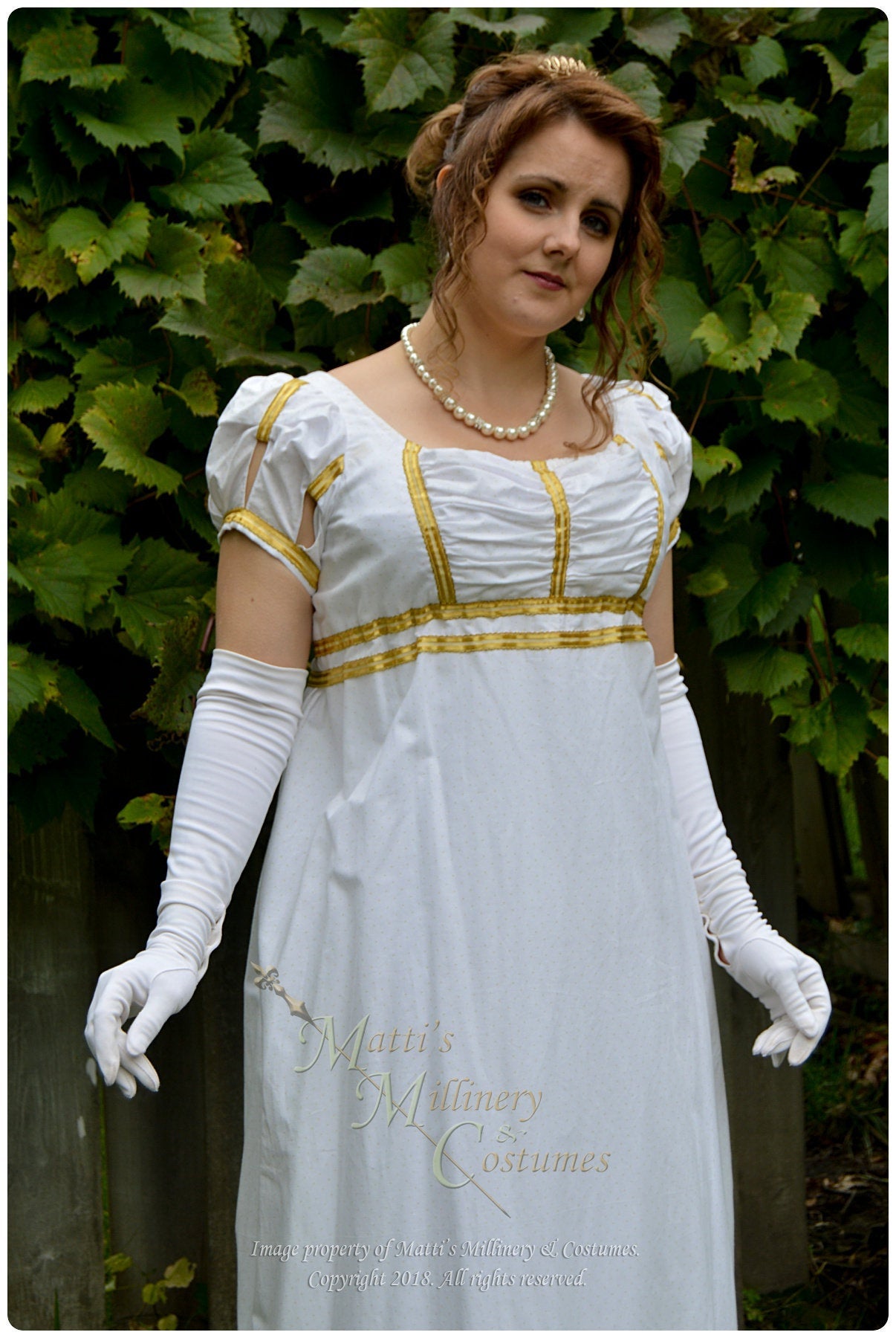 CUSTOM White Gold Henrietta Cotton Jane Austen Style REGENCY Ball Day – Matti's Millinery & Costumes