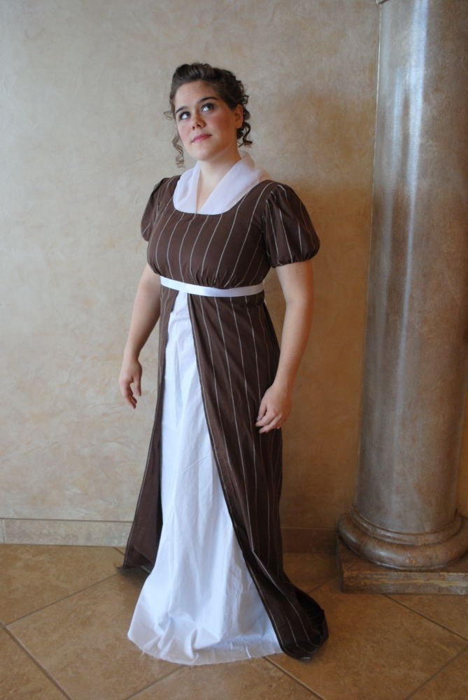 Two color CUSTOM Regency Jane Austen Cotton Day Dress Matti's Millinery & Costumes Two color CUSTOM Regency Jane Austen Cotton Day Dress Matti's Millinery & Costumes