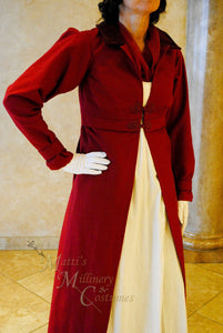 CUSTOM Regency Jane Austen dress Spencer Jacket Pelisse Redingote in Red twill