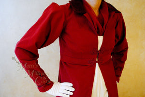CUSTOM Regency Jane Austen dress Spencer Jacket Pelisse Redingote in Red twill
