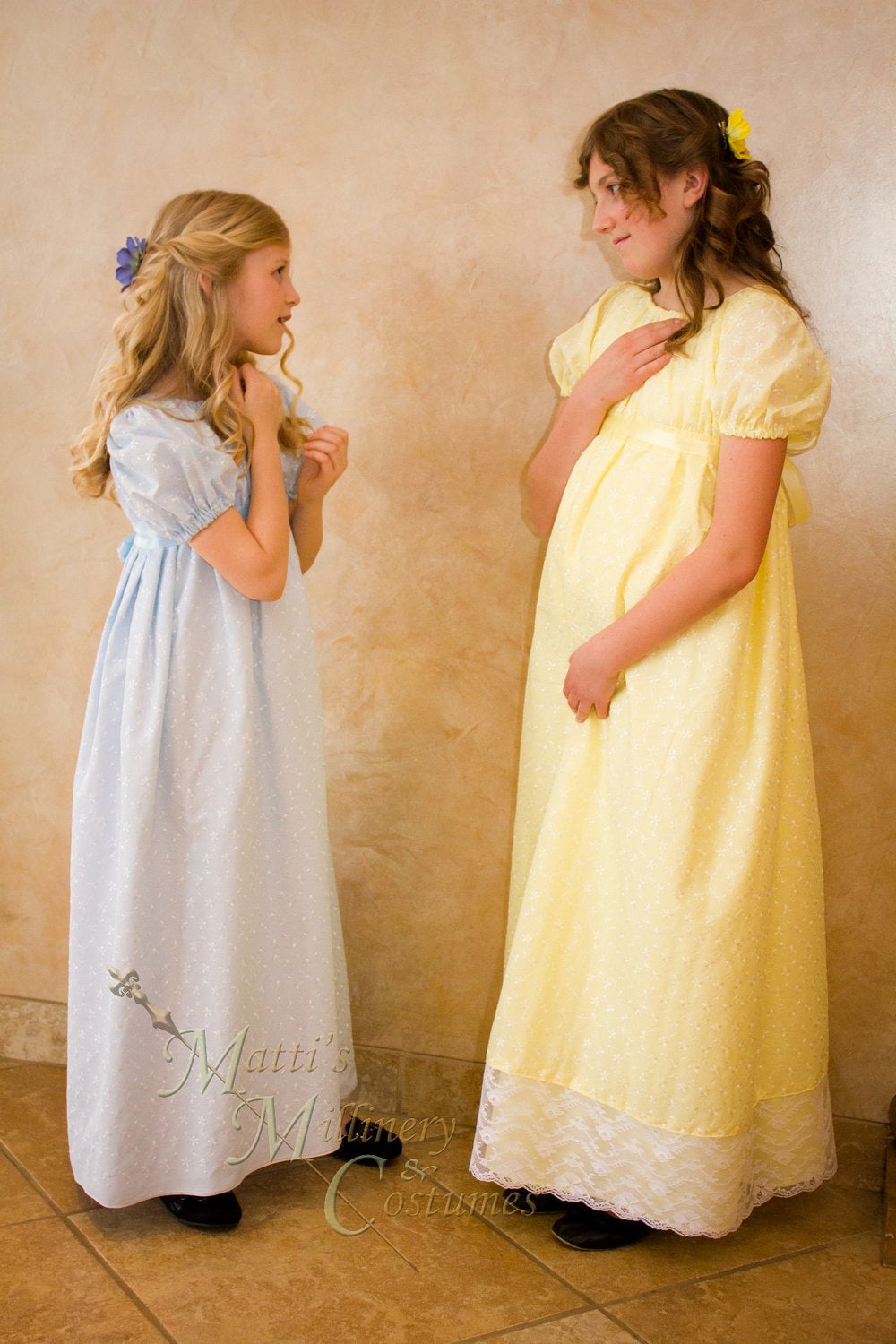 Eyelet Regency Jane Austen Girl Childrens Ball Gown Dress CUSTOM your color choice