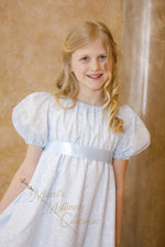 Load image into Gallery viewer, Eyelet Regency Jane Austen Girl Childrens Ball Gown Dress CUSTOM your color choice
