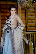 Load image into Gallery viewer, CUSTOM Colonial 18th Century Rococo Dress Gown 1700s outfit embroidered taffeta
