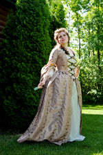 Load image into Gallery viewer, CUSTOM Colonial 18th Century Rococo Dress Gown 1700s outfit embroidered taffeta
