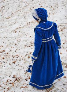 CUSTOM Regency Jane Austen dress Spencer Jacket Pelisse Militia P & P Redingote in Velvet with bonnet and reticule