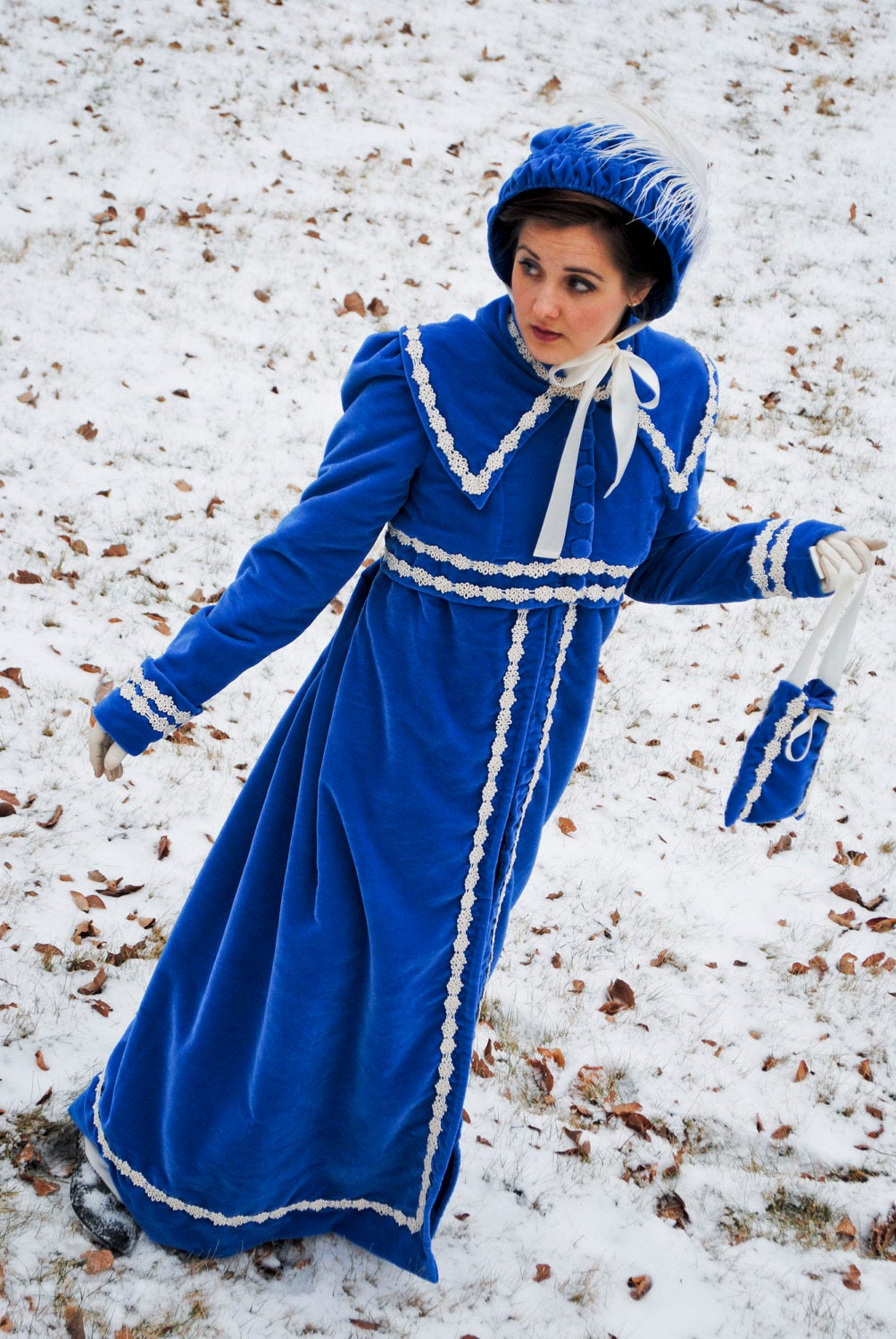winter regency dress Sunset Orange Long Sleeve