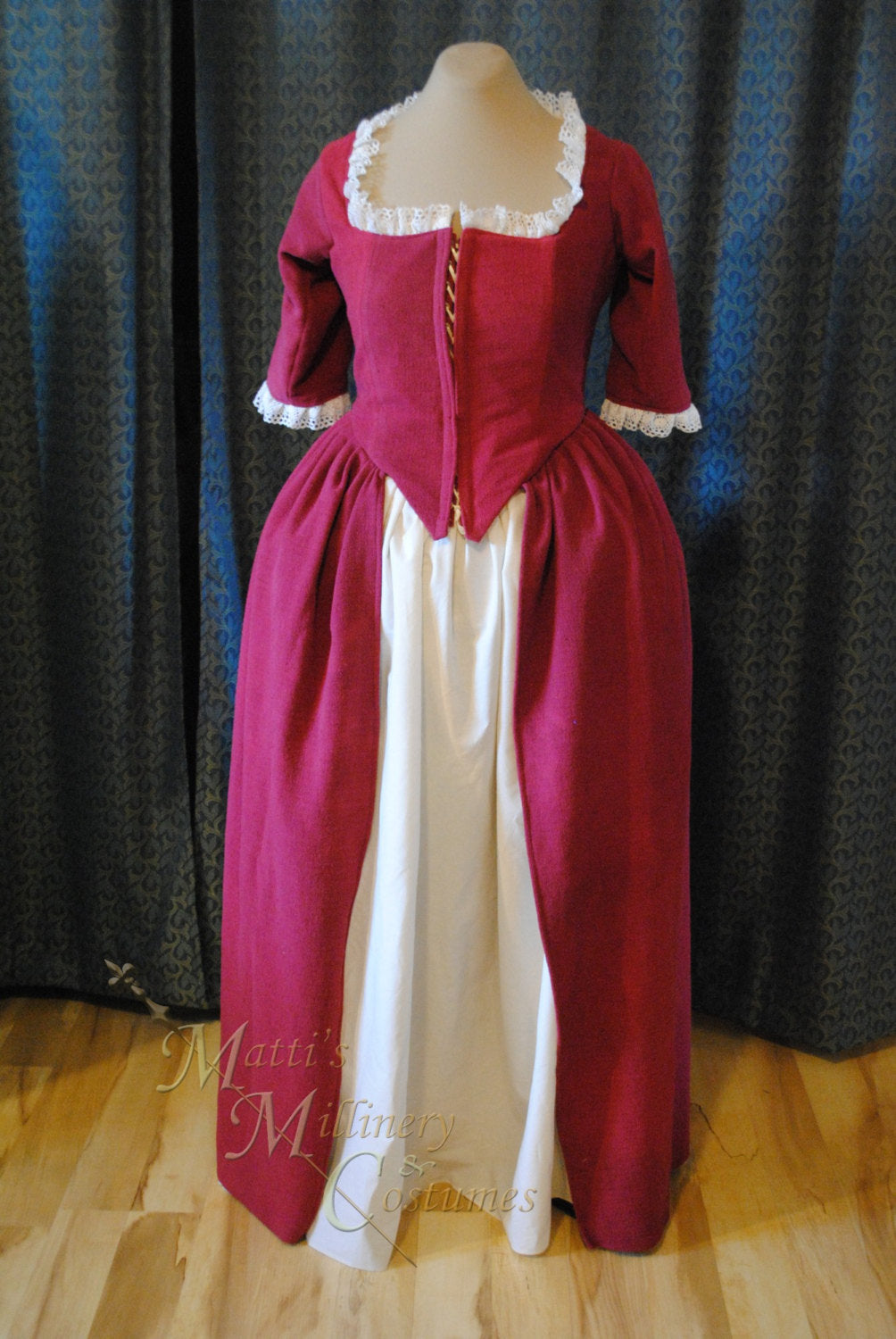 CUSTOM Colonial 18th Century Rococo Dress Gown 1700s House outfit Lace-up front