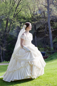 Bridal Wedding Victorian Civil War Steampunk Gown Dress includes veil