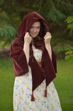 Load image into Gallery viewer, Tippet Short Cape Regency Medieval Victorian Cape Hooded Cloak Capelet Covering in velvet CUSTOM
