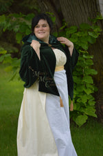 Load image into Gallery viewer, Tippet Short Cape Regency Medieval Victorian Cape Hooded Cloak Capelet Covering in velvet CUSTOM
