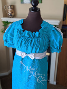 Embroidered Eyelet Cotton Jane Austen Regency Day Dress Gown
