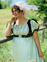 Load image into Gallery viewer, Green Cassandra Regency Jane Austen Evening Dress Gown
