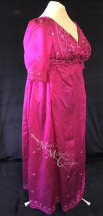 Load image into Gallery viewer, Magenta Plus Size Regency Jane Austen Ball Gown Evening Dress in silk dupioni &amp; sari silk

