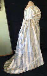 Load image into Gallery viewer, Blue Ivory Plus Size Regency Jane Austen Ball Gown Evening Dress in silk dupioni

